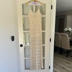 CHASER Cream Crochet Lace Maxi Dress